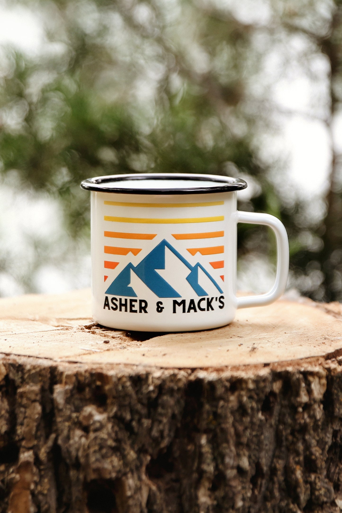 Tri Peak White Enamel Mug